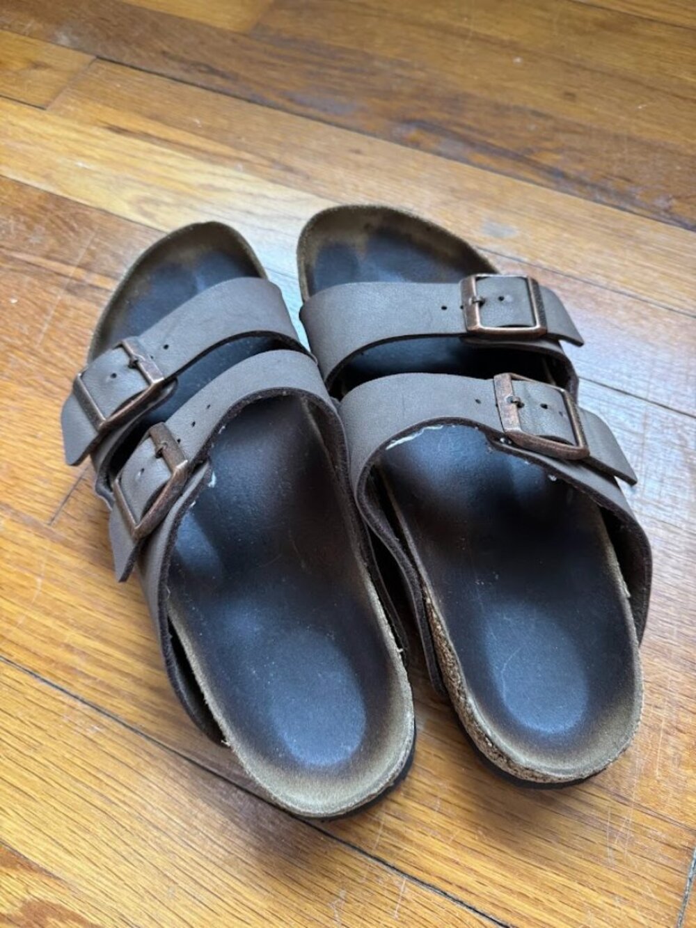 Birkenstock Arizona Sandals Size 40 Womens 9 Brown Leather Double Strap
